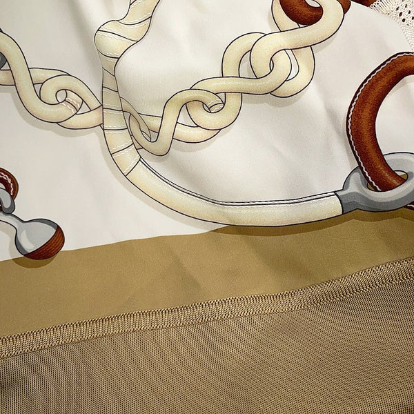 エルメス ワンピース ツイルレーヌ ワンピース Panoplie Tout Cuir シルク レディースサイズ40 HERMES トップス