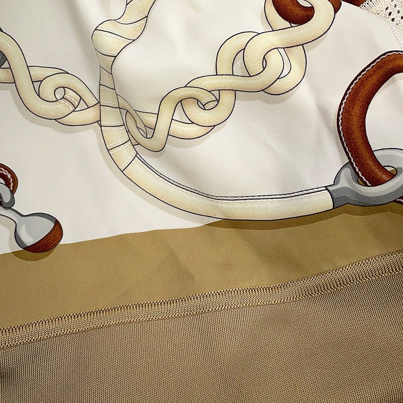 エルメス ワンピース ツイルレーヌ ワンピース Panoplie Tout Cuir シルク レディースサイズ40 HERMES トップス
