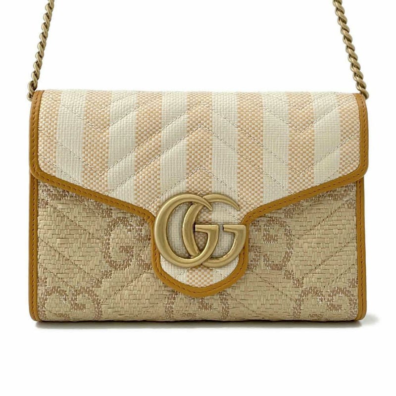 グッチ チェーンウォレット GGマーモント ラフィア 474575 GUCCI 財布 ダブルG