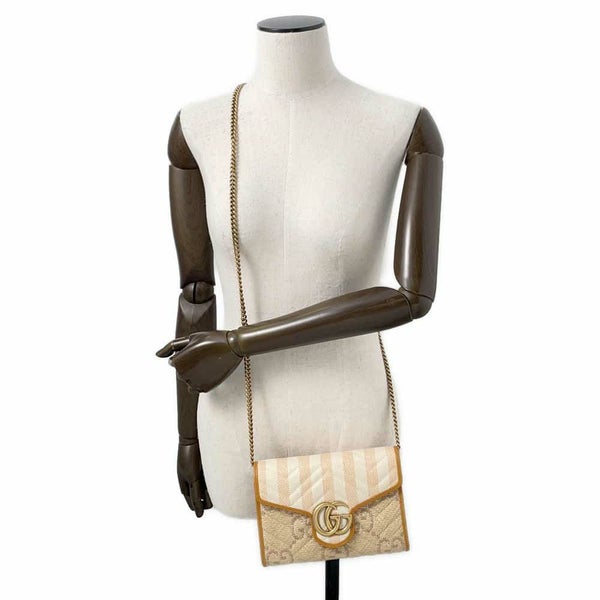 グッチ チェーンウォレット GGマーモント ラフィア 474575 GUCCI 財布 ダブルG