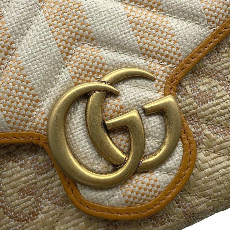 グッチ チェーンウォレット GGマーモント ラフィア 474575 GUCCI 財布 ダブルG