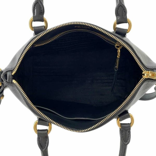 プラダ ハンドバッグ エンボスロゴ レザー 1BA111 PRADA 2way 黒