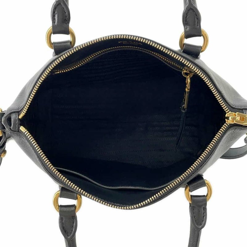 プラダ ハンドバッグ エンボスロゴ レザー 1BA111 PRADA 2way 黒