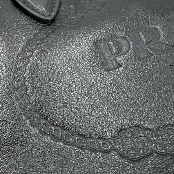 プラダ ハンドバッグ エンボスロゴ レザー 1BA111 PRADA 2way 黒