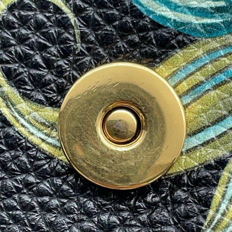 フェラガモ ショルダーバッグ ガンチーニ フラワープリント レザー Ferragamo 2wayハンドバッグ 黒