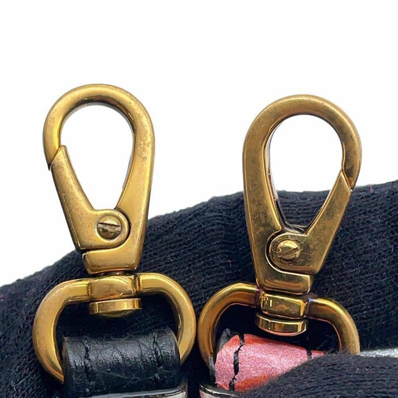 フェラガモ ショルダーバッグ ガンチーニ フラワープリント レザー Ferragamo 2wayハンドバッグ 黒