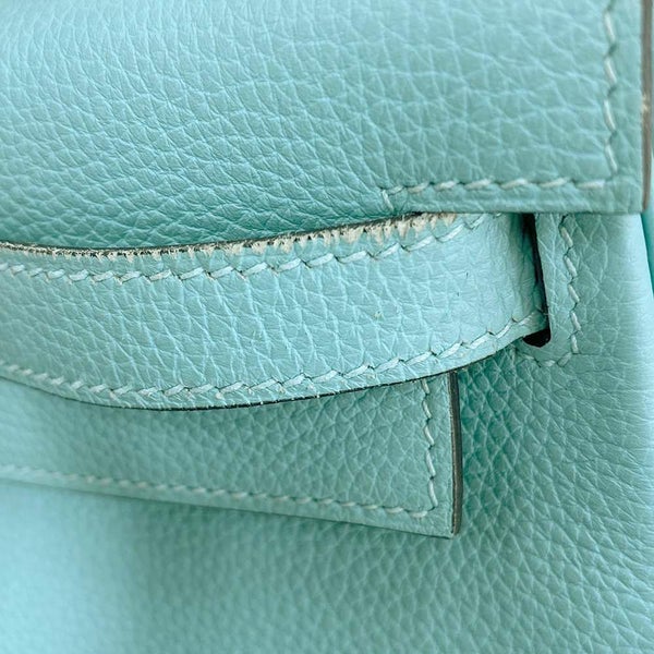 エルメス ハンドバッグ ケリー28 内縫い ブルーアトール/ゴールド金具 トゴ T刻印 2wayショルダー