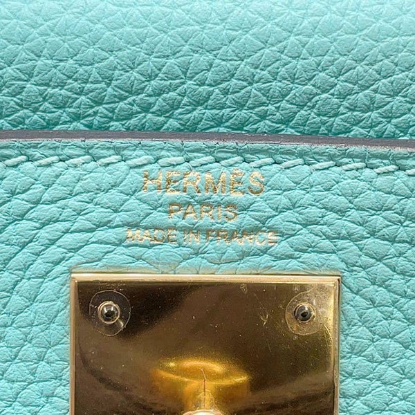 エルメス ハンドバッグ ケリー28 内縫い ブルーアトール/ゴールド金具 トゴ T刻印 2wayショルダー