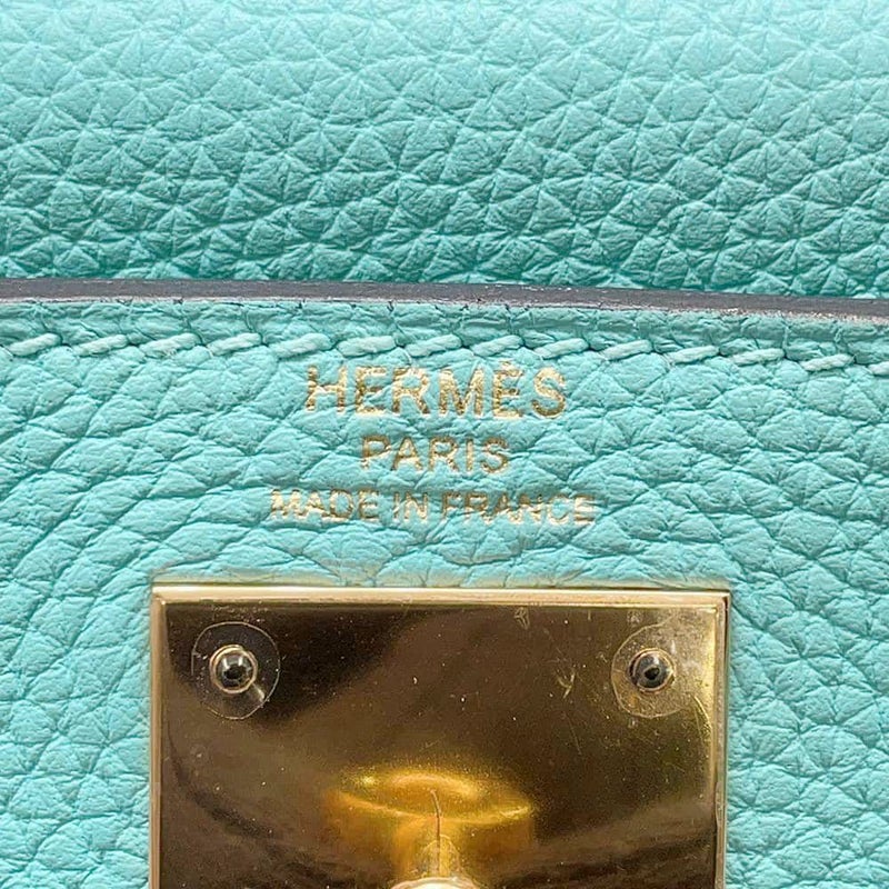 エルメス ハンドバッグ ケリー28 内縫い ブルーアトール/ゴールド金具 トゴ T刻印 2wayショルダー