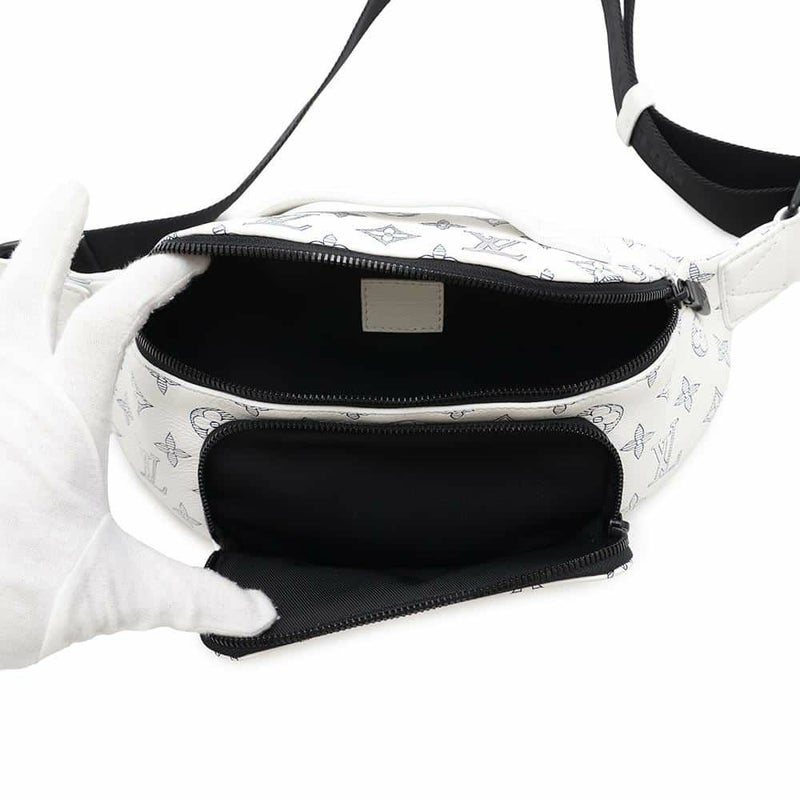 ルイヴィトン ボディバッグ モノグラム・シャドウ ラッシュ・バムバッグ M25227 LOUIS VUITTON ウエストバッグ 白