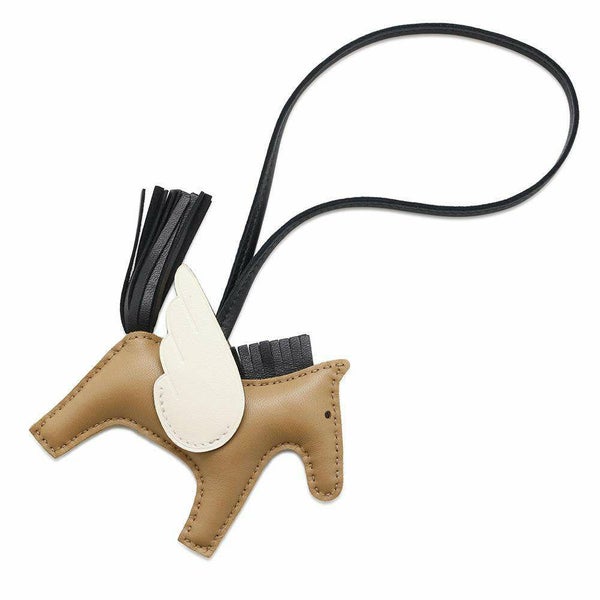 エルメス バッグチャーム ロデオPM ペガサス チャイ/ナタ/ブラック ラムスキン Z刻印