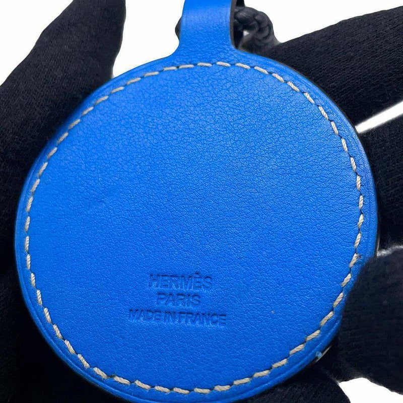 エルメス キーホルダー Hタトゥアージュ ブルーイドラ/シルバー金具 レザー HERMES チャーム