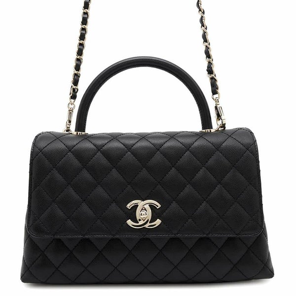 シャネル ハンドバッグ マトラッセ ココマーク フラップ キャビアスキン A92991 2way 黒