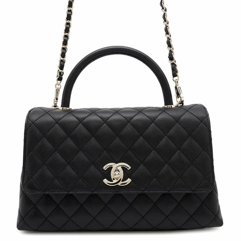 シャネル ハンドバッグ マトラッセ ココマーク フラップ キャビアスキン A92991 2way 黒