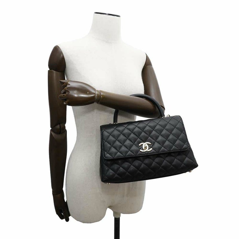 シャネル ハンドバッグ マトラッセ ココマーク フラップ キャビアスキン A92991 2way 黒