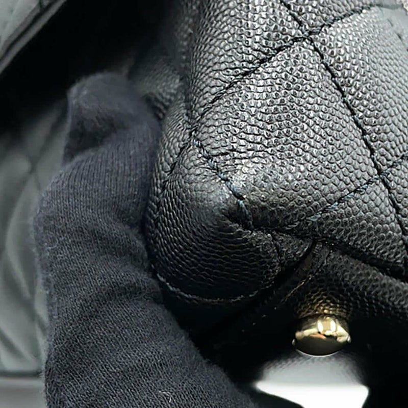 シャネル ハンドバッグ マトラッセ ココマーク フラップ キャビアスキン A92991 2way 黒