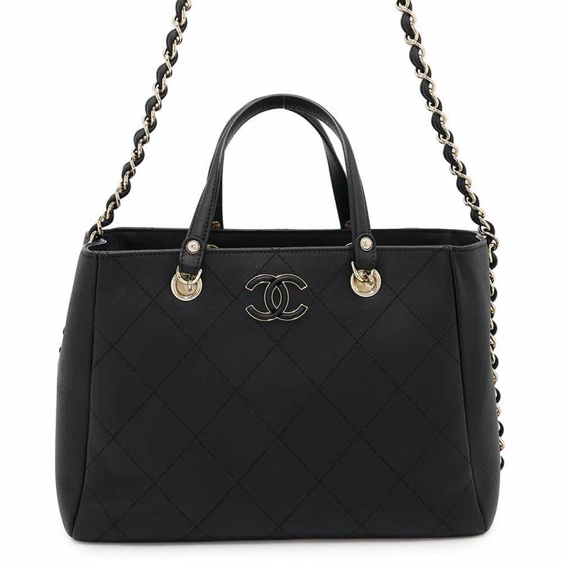 シャネル トートバッグ マトラッセ ココマーク ショッピングバッグ スモール ブルスキン AS0355 CHANEL 黒