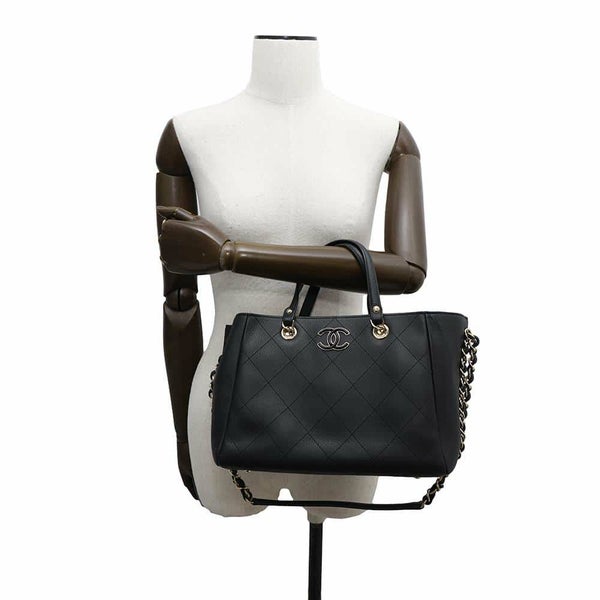 シャネル トートバッグ マトラッセ ココマーク ショッピングバッグ スモール ブルスキン AS0355 CHANEL 黒
