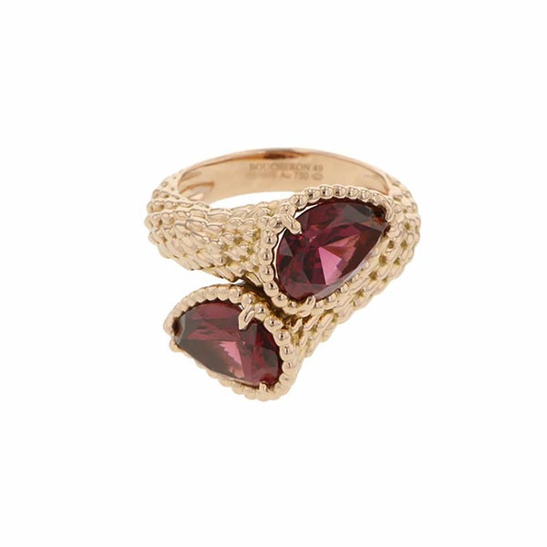 ブシュロン リング セルパンボエム トワエモア リング ロードライトガーネット 2P 5.1ct K18PG リングサイズ49 JRG02824 指輪