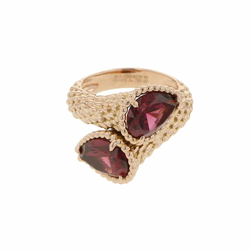 ブシュロン リング セルパンボエム トワエモア リング ロードライトガーネット 2P 5.1ct K18PG リングサイズ49 JRG02824 指輪
