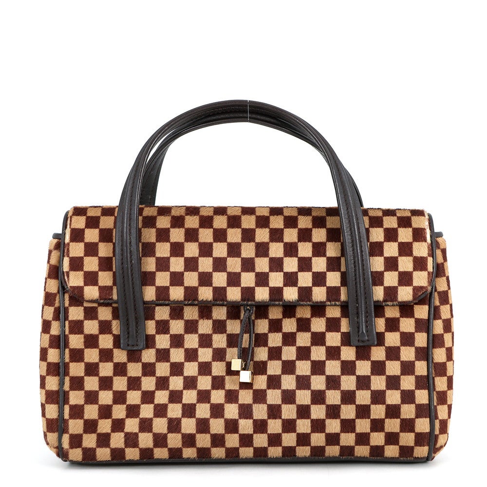 【モコモコ】Louis Vuitton ダミエ ハンドバッグ ルイヴィトン ハンドバッグ ダミエ・ソバージュ/ハラコ ライオン