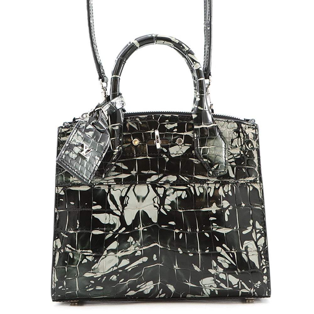 LOUIS VUITTON ハンドバッグ ブラック/ホワイト ルイヴィトン ハンドバッグ エキゾチック シティスティーマーMINI