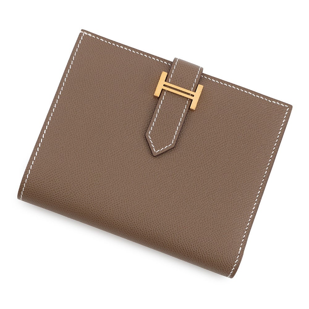 エルメス 二つ折り財布 ベアンコンパクト エトゥープ/ゴールド金具