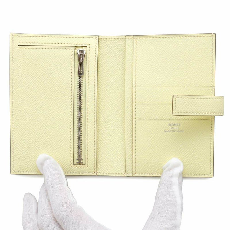 エルメス 二つ折り財布 Hパッサン コンパクト ジョーヌミルトン/シルバー金具 エプソン W刻印