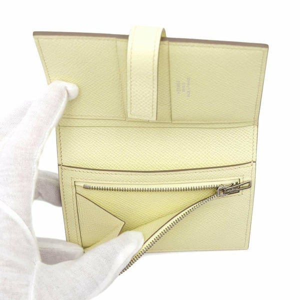 エルメス 二つ折り財布 Hパッサン コンパクト ジョーヌミルトン/シルバー金具 エプソン W刻印