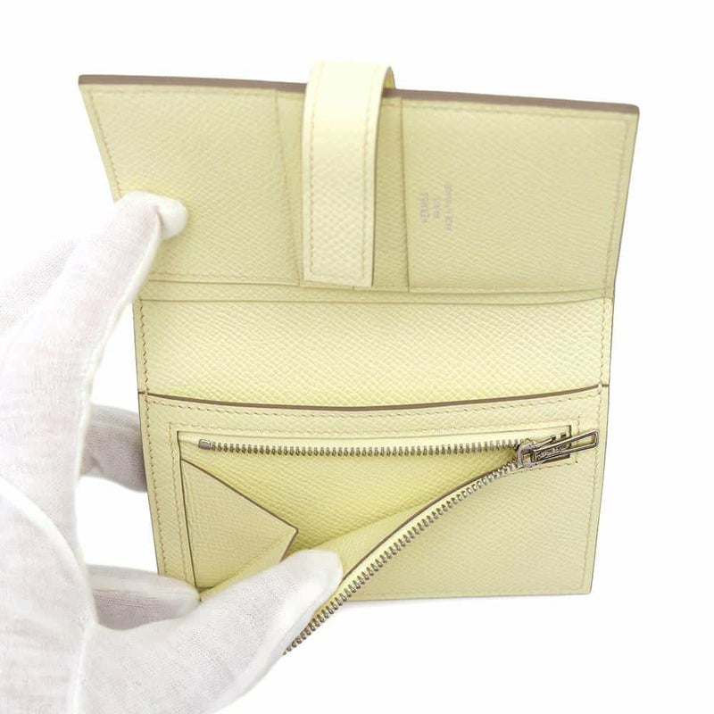 エルメス 二つ折り財布 Hパッサン コンパクト ジョーヌミルトン/シルバー金具 エプソン W刻印