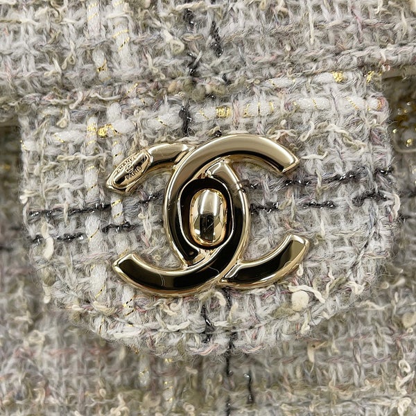 シャネル チェーンショルダーバッグ ココマーク マトラッセ シングルフラップ ツイード AS5670 CHANEL