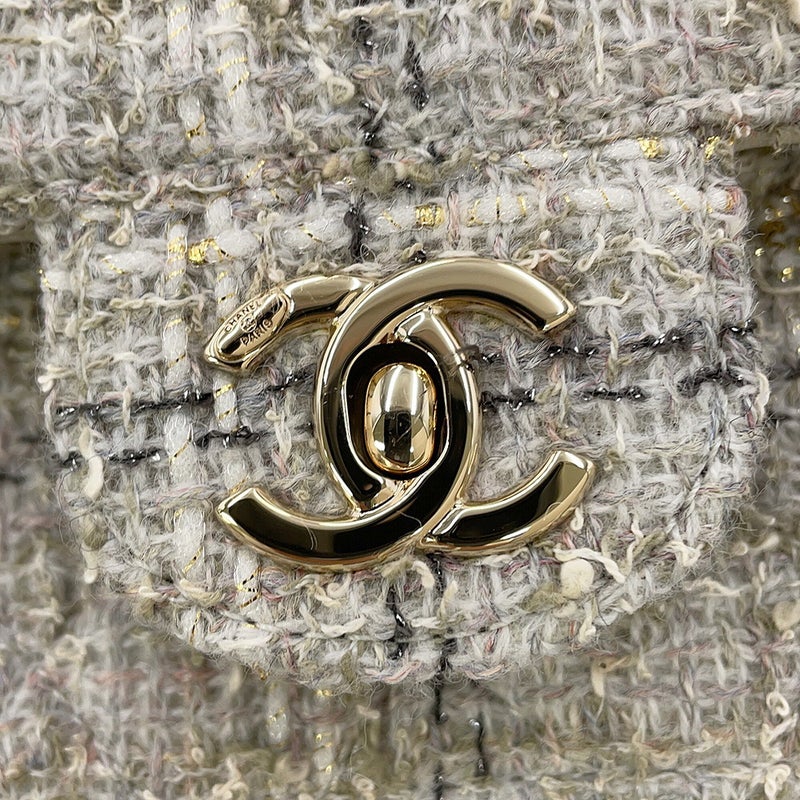 シャネル チェーンショルダーバッグ ココマーク マトラッセ シングルフラップ ツイード AS5670 CHANEL