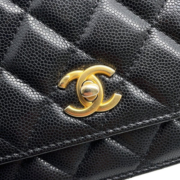 シャネル チェーンウォレット マトラッセ ココマーク コインモチーフ キャビアスキン CHANEL 財布 黒