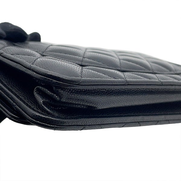 シャネル チェーンウォレット マトラッセ ココマーク コインモチーフ キャビアスキン CHANEL 財布 黒