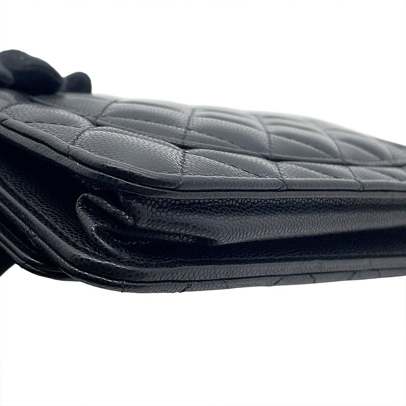 シャネル チェーンウォレット マトラッセ ココマーク コインモチーフ キャビアスキン CHANEL 財布 黒