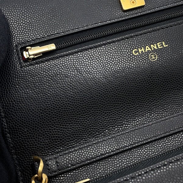 シャネル チェーンウォレット マトラッセ ココマーク コインモチーフ キャビアスキン CHANEL 財布 黒