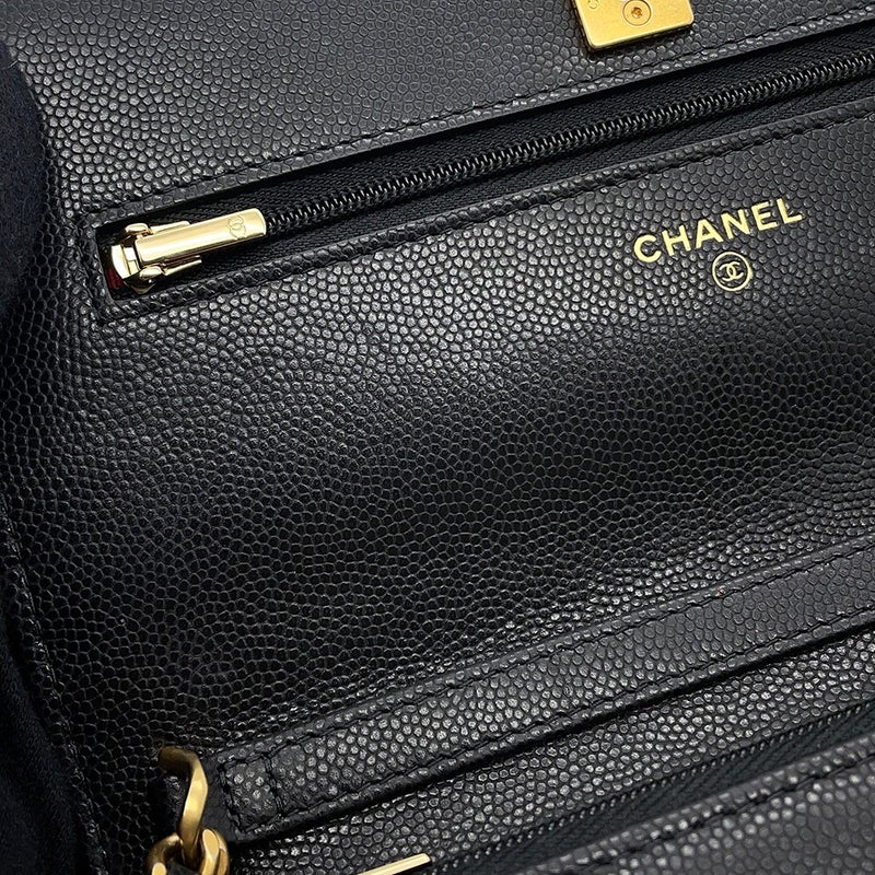 シャネル チェーンウォレット マトラッセ ココマーク コインモチーフ キャビアスキン CHANEL 財布 黒