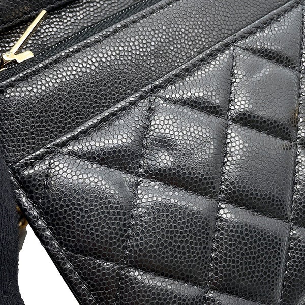 シャネル チェーンウォレット マトラッセ ココマーク コインモチーフ キャビアスキン CHANEL 財布 黒