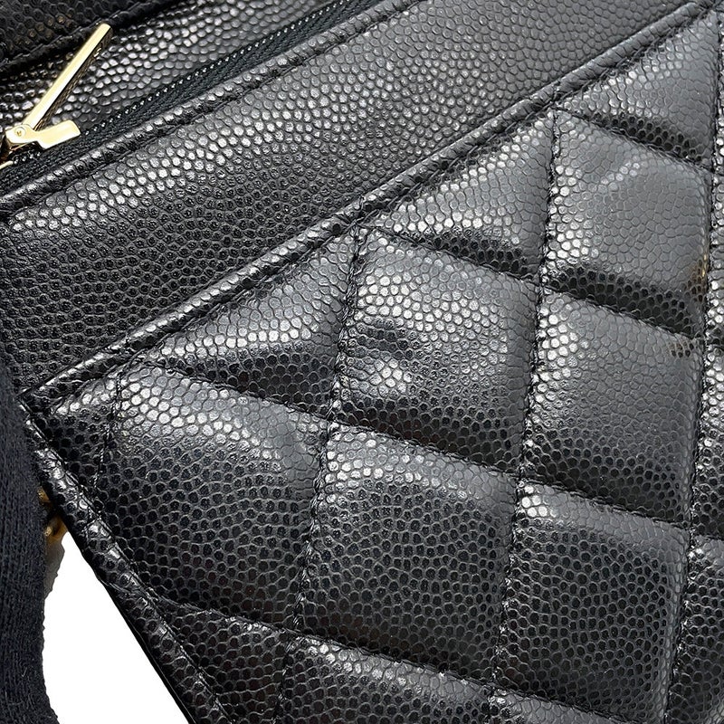 シャネル チェーンウォレット マトラッセ ココマーク コインモチーフ キャビアスキン CHANEL 財布 黒