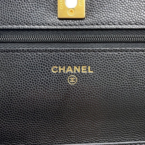 シャネル チェーンウォレット マトラッセ ココマーク コインモチーフ キャビアスキン CHANEL 財布 黒