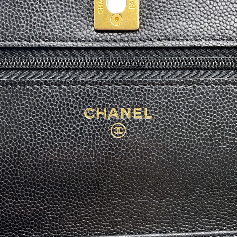 シャネル チェーンウォレット マトラッセ ココマーク コインモチーフ キャビアスキン CHANEL 財布 黒