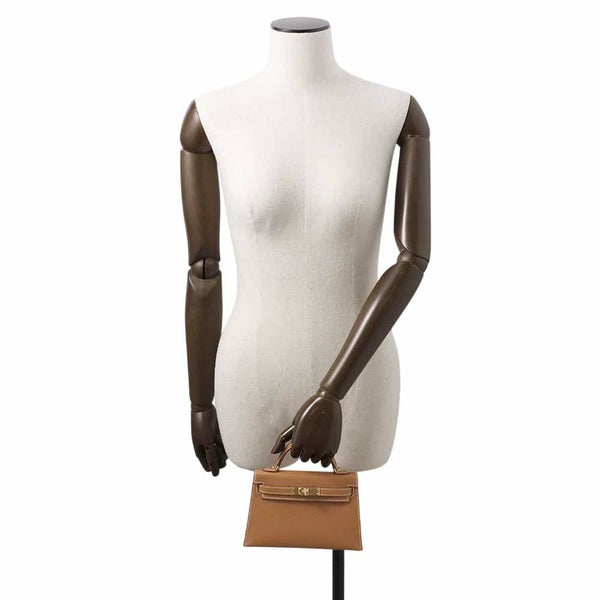 エルメス ハンドバッグ ミニケリードゥ 外縫い ゴールド/ゴールド金具 エプソン W刻印 2wayショルダー