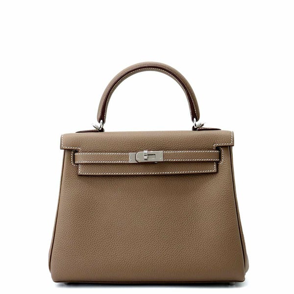 エルメス ハンドバッグ ケリー25 内縫い エトゥープ/シルバー金具 トゴ K刻印 2wayショルダー