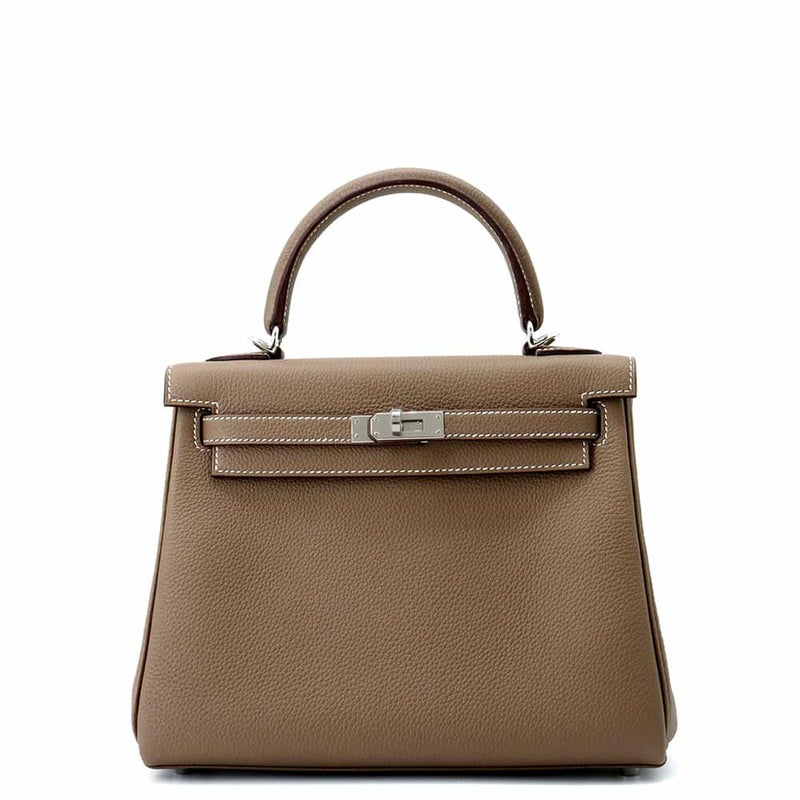 エルメス ハンドバッグ ケリー25 内縫い エトゥープ/シルバー金具 トゴ K刻印 2wayショルダー