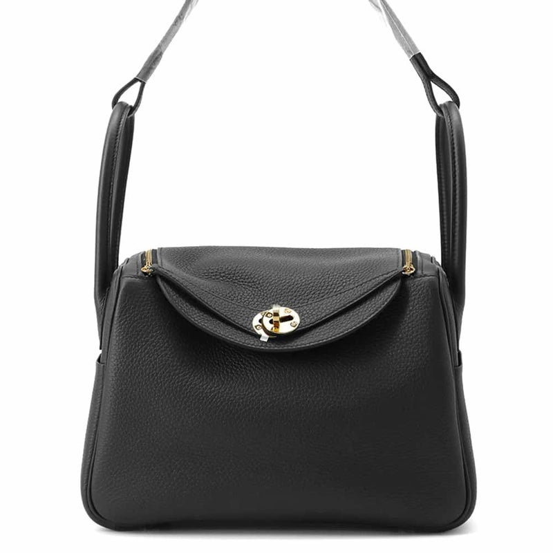 エルメス ハンドバッグ リンディ26 ブラック/ゴールド金具 トリヨンクレマンス W刻印 2wayショルダー 黒