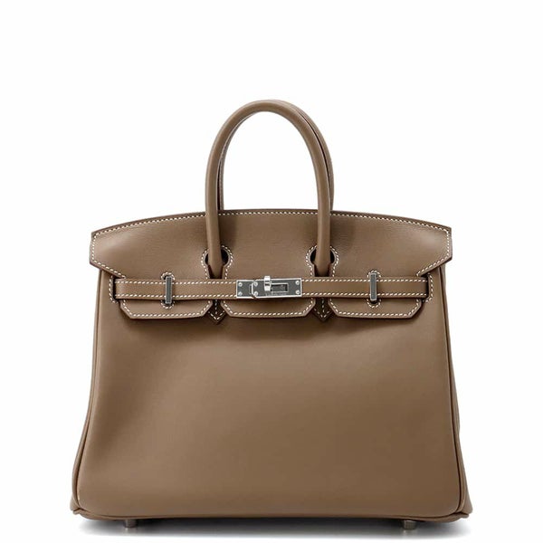 エルメス バーキン25 エトゥープ/シルバー金具 スイフト W刻印 HERMES Birkin ハンドバッグ
