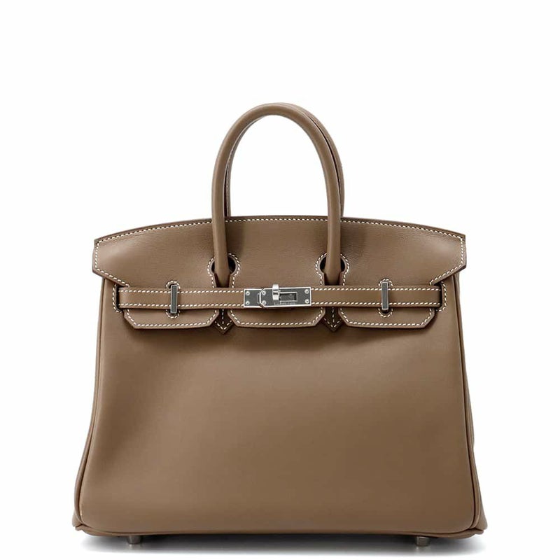 エルメス バーキン25 エトゥープ/シルバー金具 スイフト W刻印 HERMES Birkin ハンドバッグ