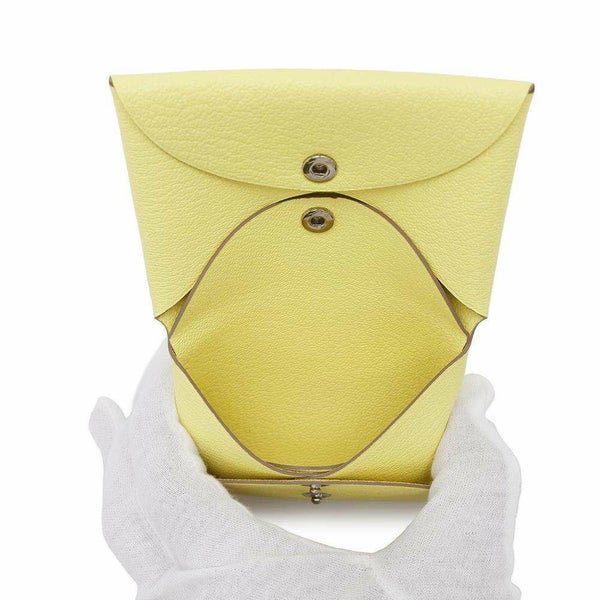 エルメス コインケース カルヴィ デュオ リモンチェッロ/シルバー金具 シェブルミゾル B刻印 HERMES シェーブル