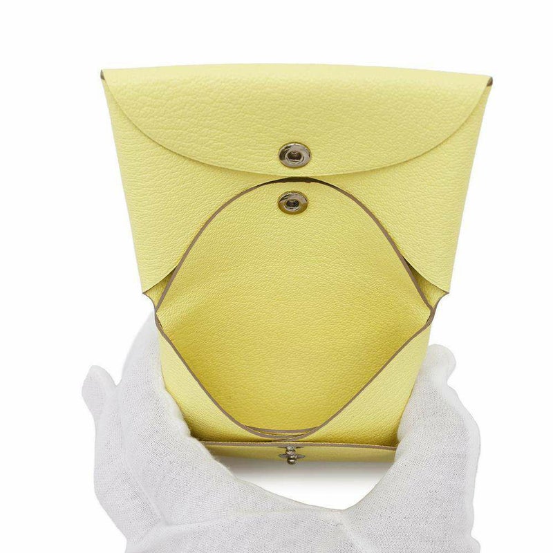 エルメス コインケース カルヴィ デュオ リモンチェッロ/シルバー金具 シェブルミゾル B刻印 HERMES シェーブル