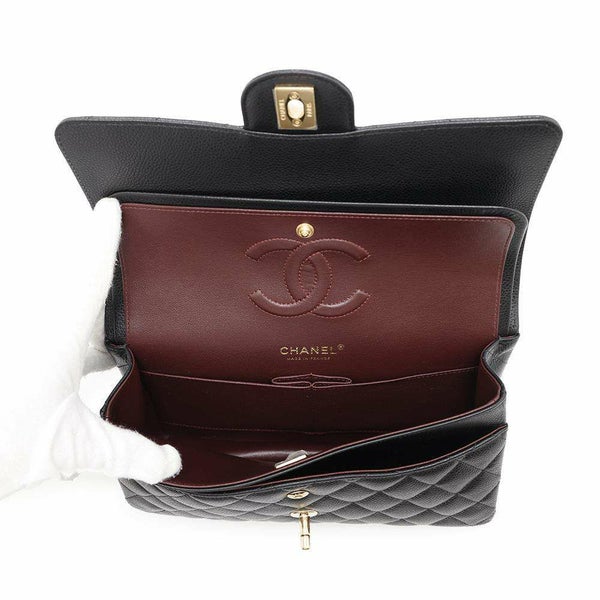 シャネル チェーンショルダーバッグ マトラッセ25 ココマーク キャビアスキン ダブルチェーン A01112 CHANEL 黒